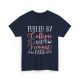 Fueled By Caffeine Feminism Feminist T-Shirt - Navy