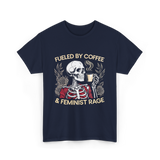 Fueled By Coffee Feminism Rage T-Shirt - Navy