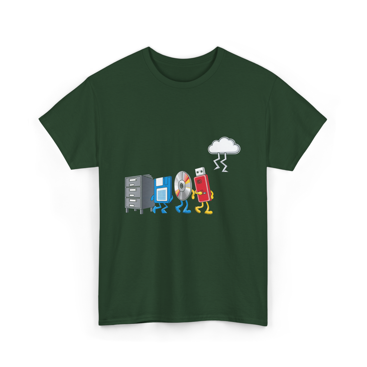 Funny Data Storage Geek Technology T-Shirt - Forest Green