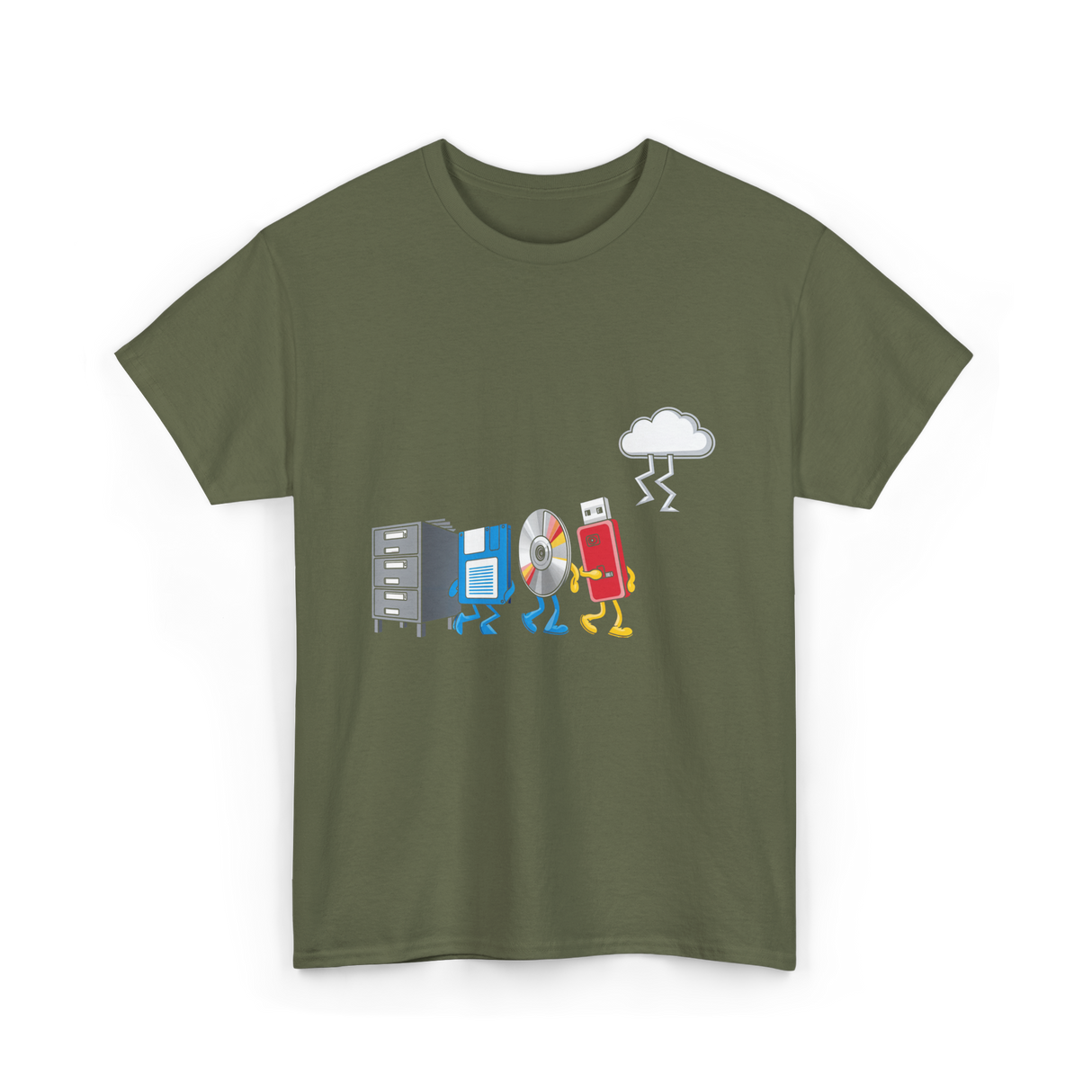 Funny Data Storage Geek Technology T-Shirt - Military Green