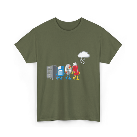 Funny Data Storage Geek Technology T-Shirt - Military Green