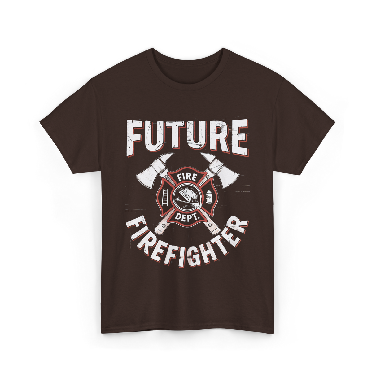 Future Firefighter Fire Dept Firefighting T-Shirt - Dark Chocolate