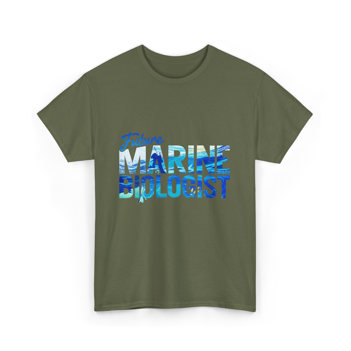 Future Marine Biologist Marine Biology T-Shirt - Military Green