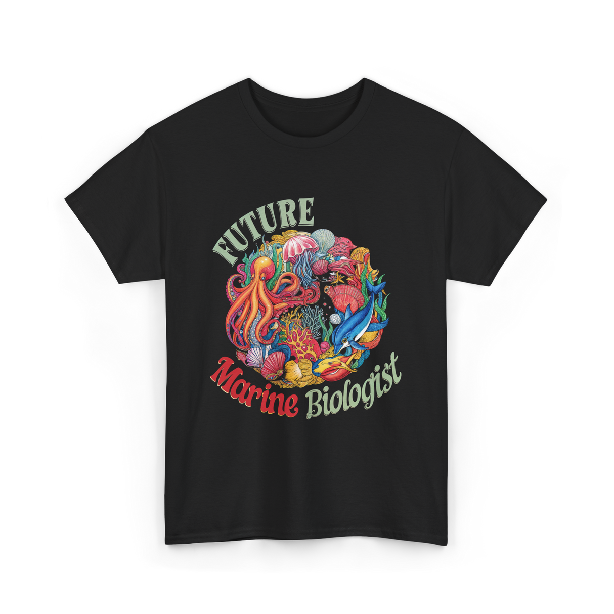 Future Marine Biologist Ocean Life T-Shirt - Black