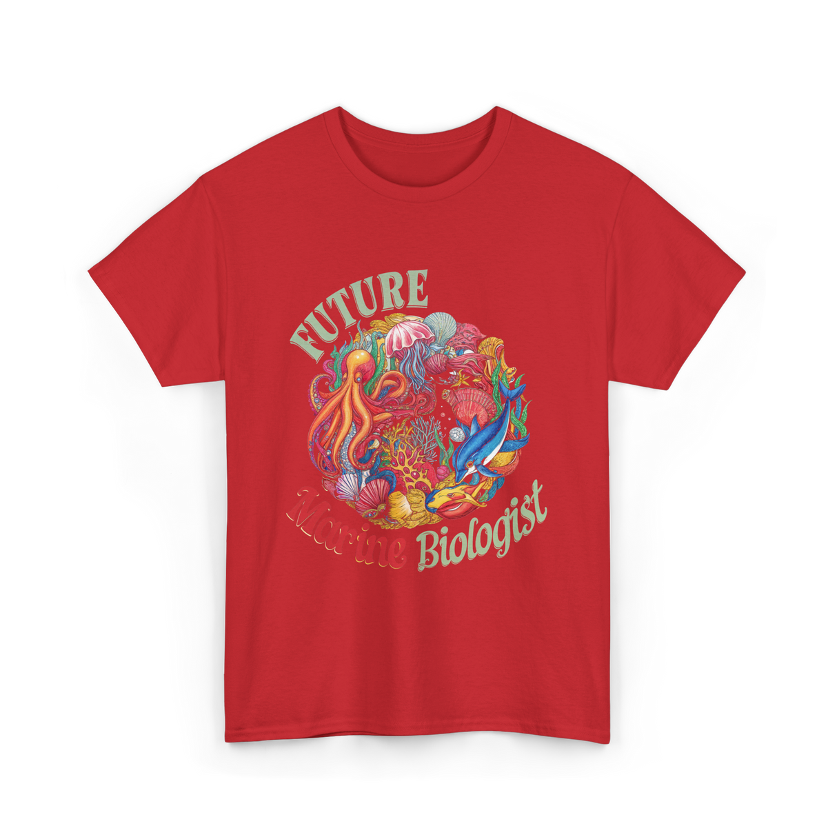 Future Marine Biologist Ocean Life T-Shirt - Red