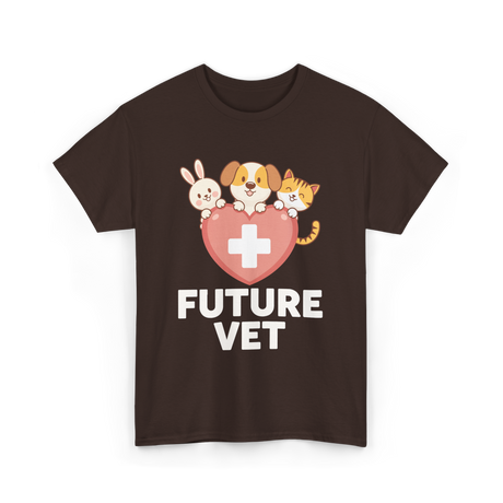 Future Vet Veterinary School Animals T-Shirt - Dark Chocolate