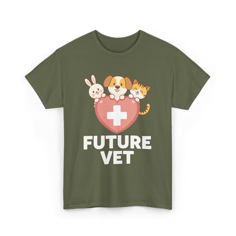 Future Vet Veterinary School Animals T-Shirt - Military Green