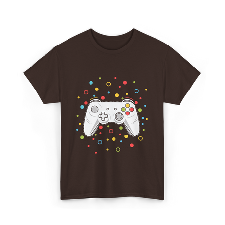 Gaming Controller Dots Kids Gaming T-Shirt - Dark Chocolate