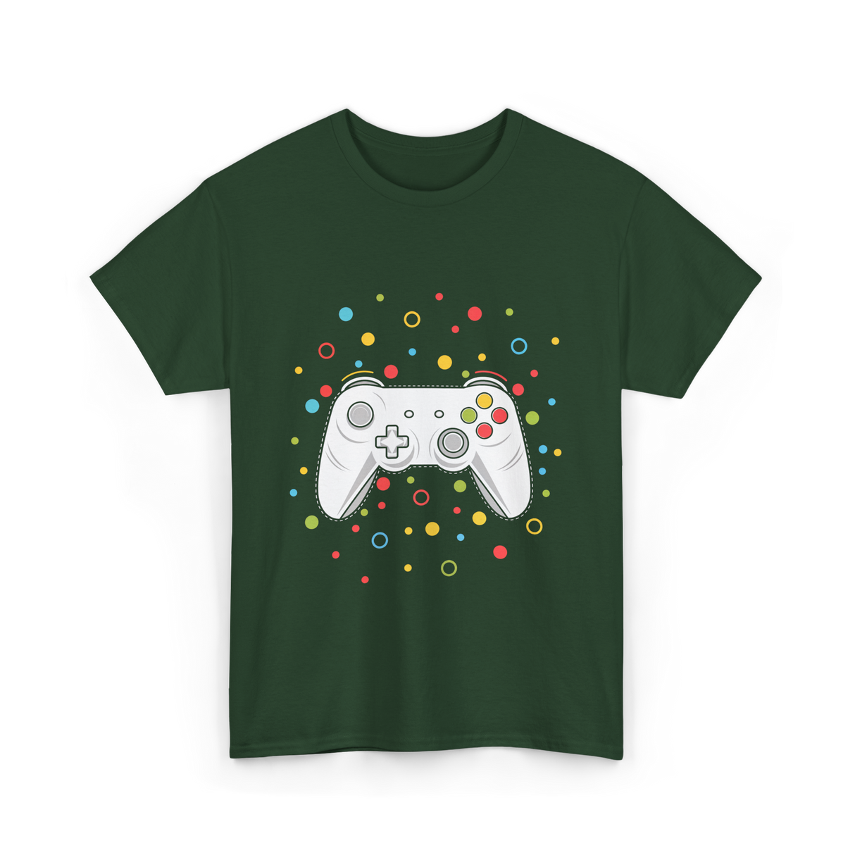 Gaming Controller Dots Kids Gaming T-Shirt - Forest Green