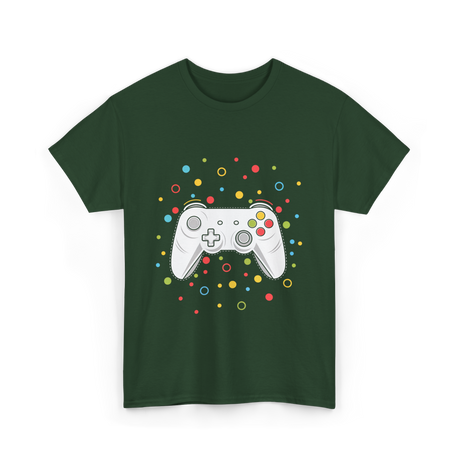 Gaming Controller Dots Kids Gaming T-Shirt - Forest Green