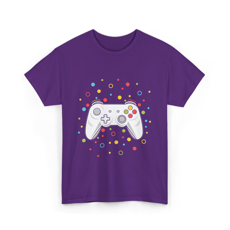 Gaming Controller Dots Kids Gaming T-Shirt - Purple