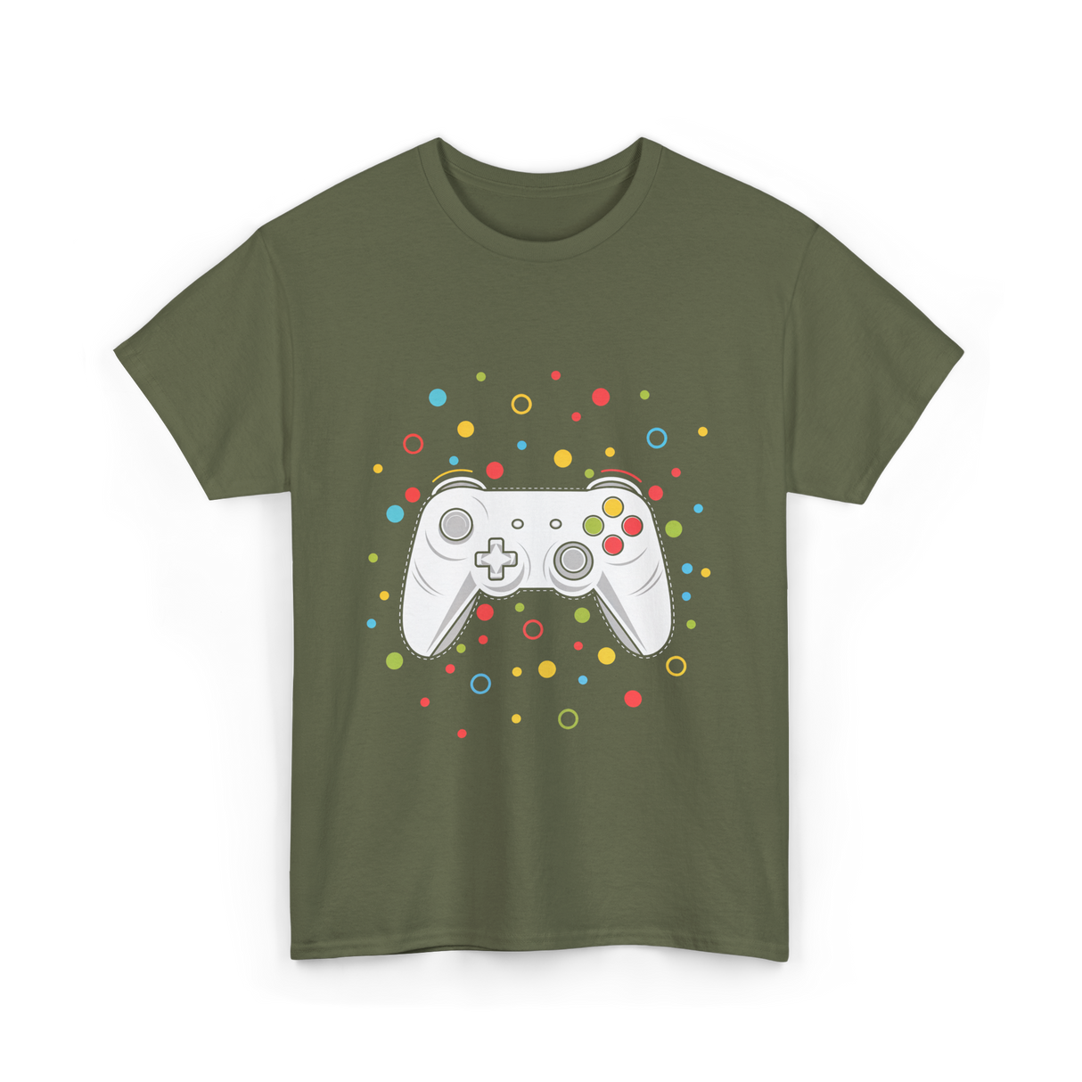 Gaming Controller Dots Kids Gaming T-Shirt - Military Green