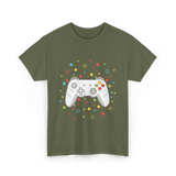 Gaming Controller Dots Kids Gaming T-Shirt - Military Green