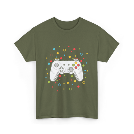 Gaming Controller Dots Kids Gaming T-Shirt - Military Green