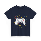 Gaming Controller Dots Kids Gaming T-Shirt - Navy