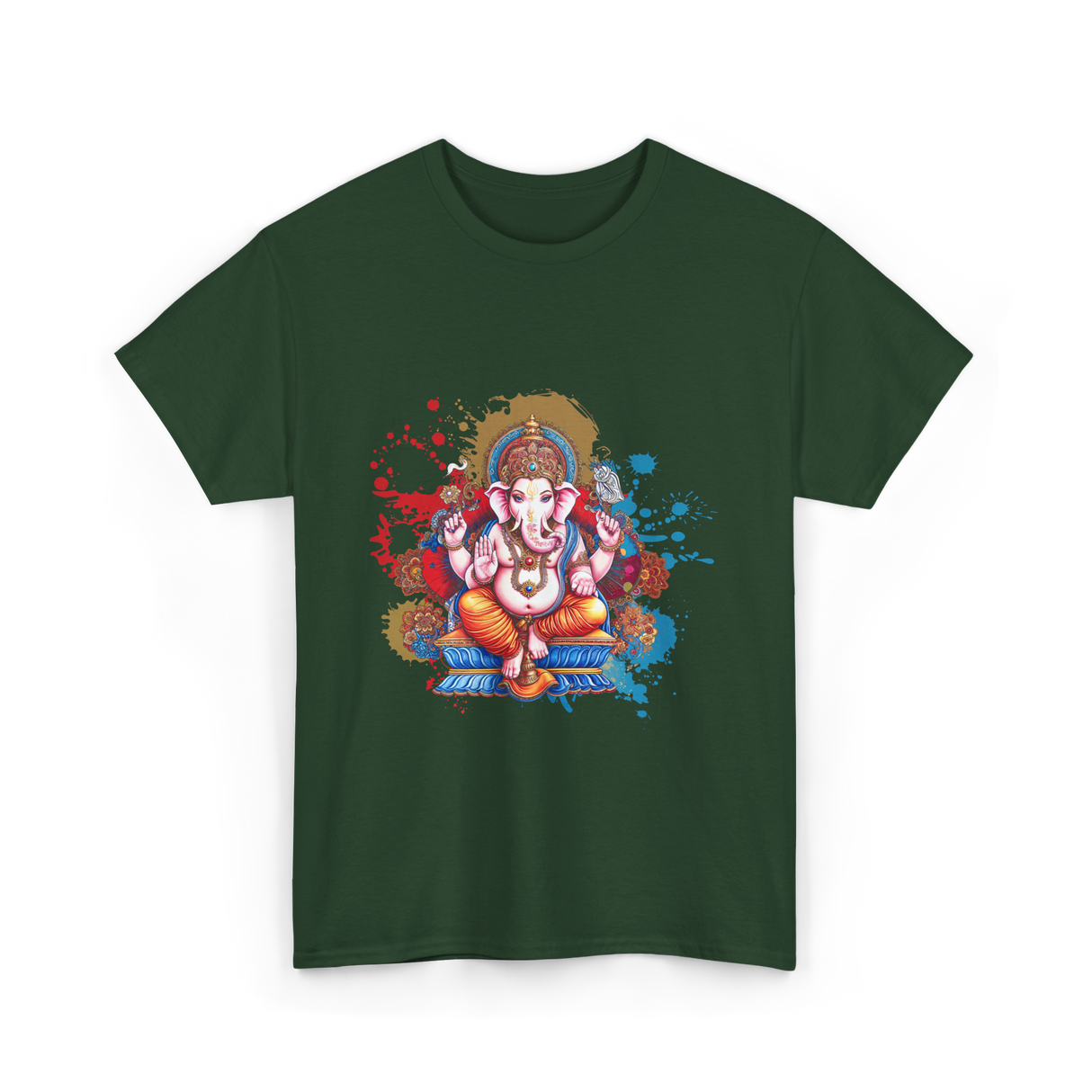 Ganesha Spiritual Meditation Hindu T-Shirt - Forest Green