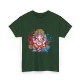 Ganesha Spiritual Meditation Hindu T-Shirt - Forest Green