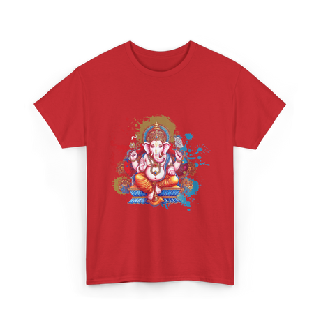 Ganesha Spiritual Meditation Hindu T-Shirt - Red