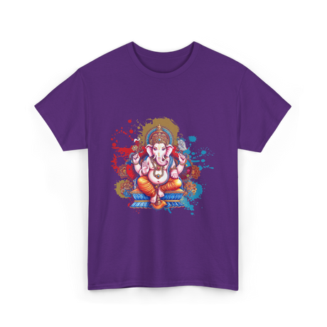 Ganesha Spiritual Meditation Hindu T-Shirt - Purple