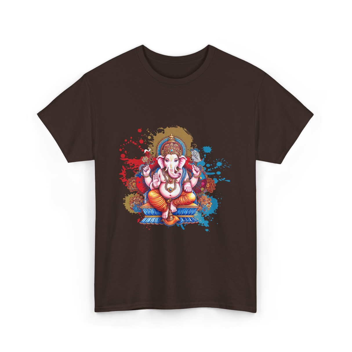 Ganesha Spiritual Meditation Hindu T-Shirt - Dark Chocolate