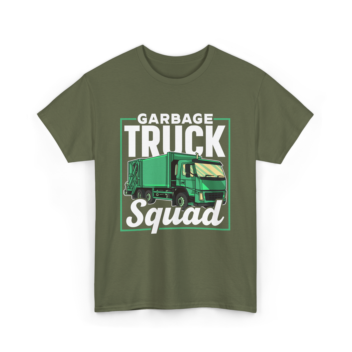 Garbage Truck Squad Truck T-Shirt - Military Green