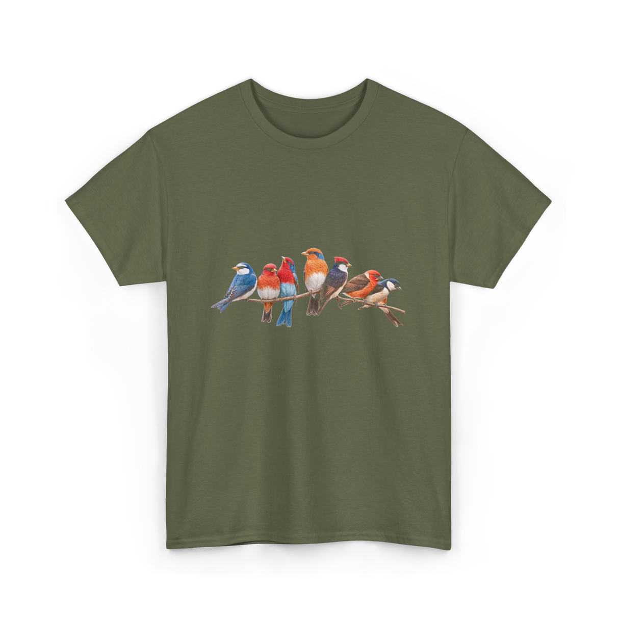 Garden Birds Ornithologist Biologist T-Shirt - Military Green