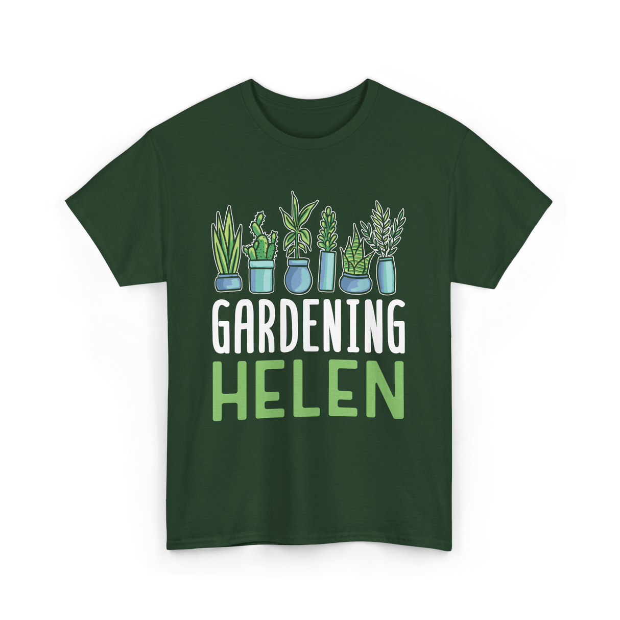 Gardening Helen Garden Plant Gardening T-Shirt - Forest Green