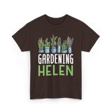 Gardening Helen Garden Plant Gardening T-Shirt - Dark Chocolate