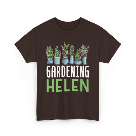 Gardening Helen Garden Plant Gardening T-Shirt - Dark Chocolate