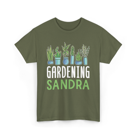 Gardening Sandra Plant Gardener T-Shirt - Military Green