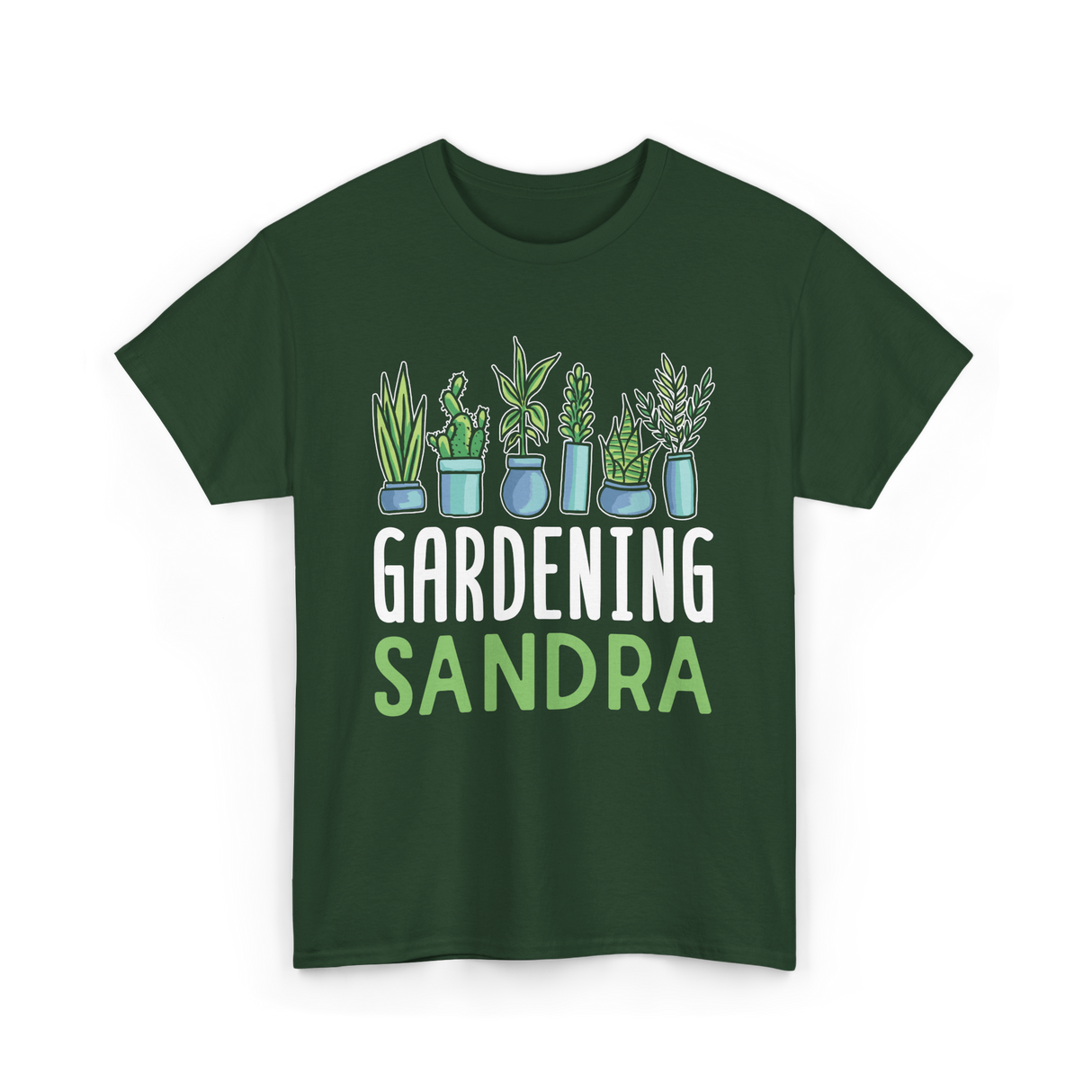 Gardening Sandra Plant Gardener T-Shirt - Forest Green