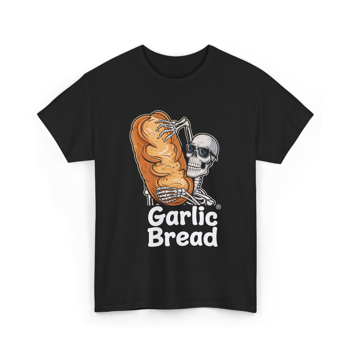 Garlic Bread Skeleton Garlic Bread T-Shirt - Black