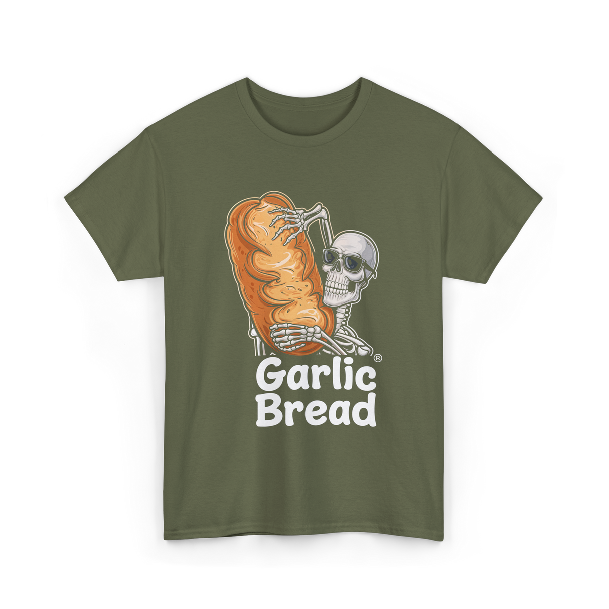 Garlic Bread Skeleton Garlic Bread T-Shirt - Military Green