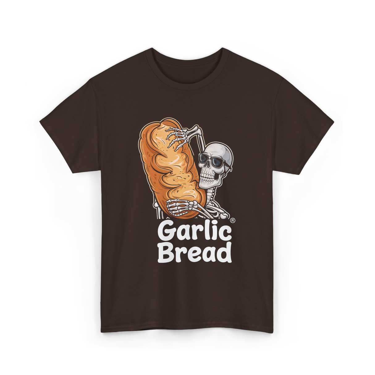 Garlic Bread Skeleton Garlic Bread T-Shirt - Dark Chocolate