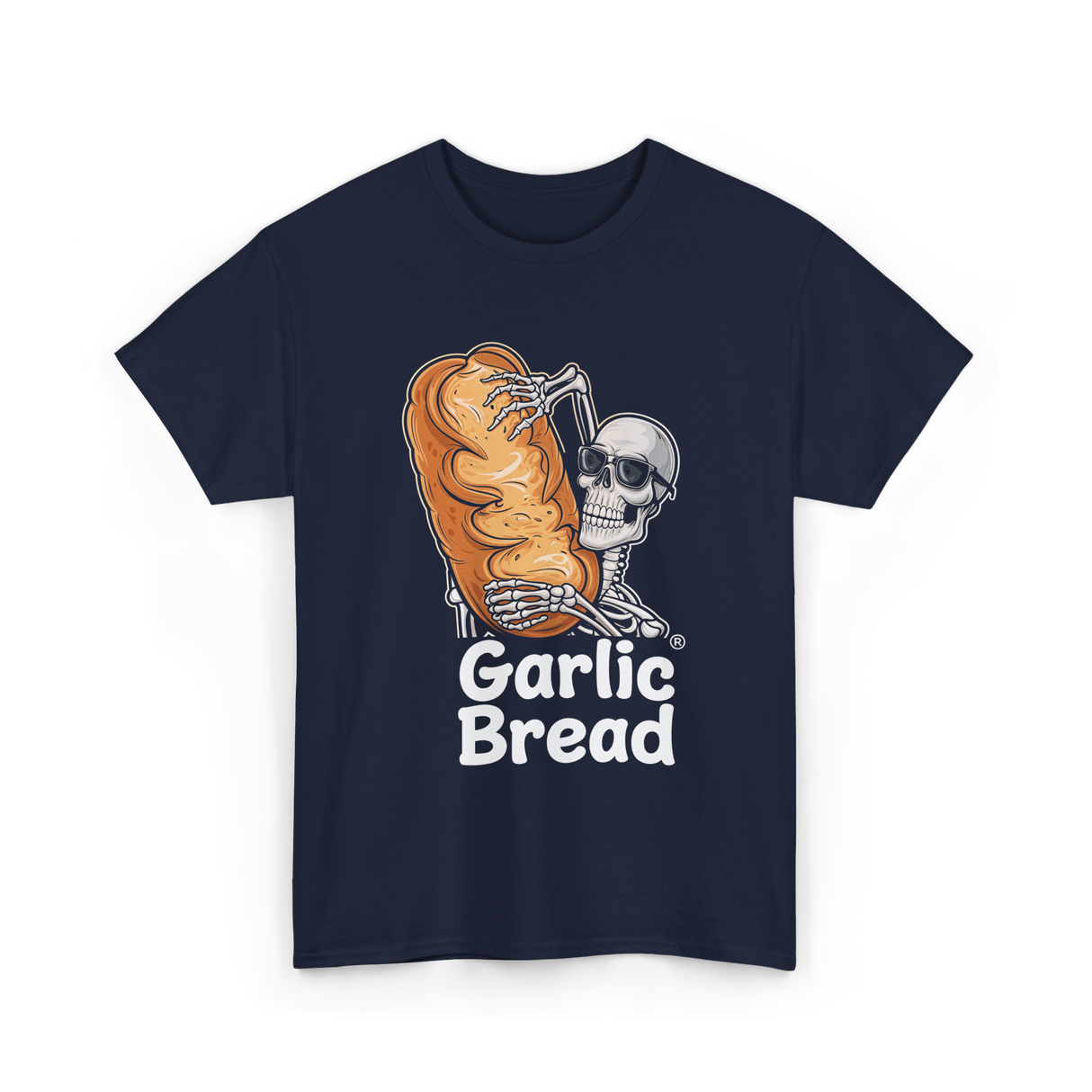 Garlic Bread Skeleton Garlic Bread T-Shirt - Navy