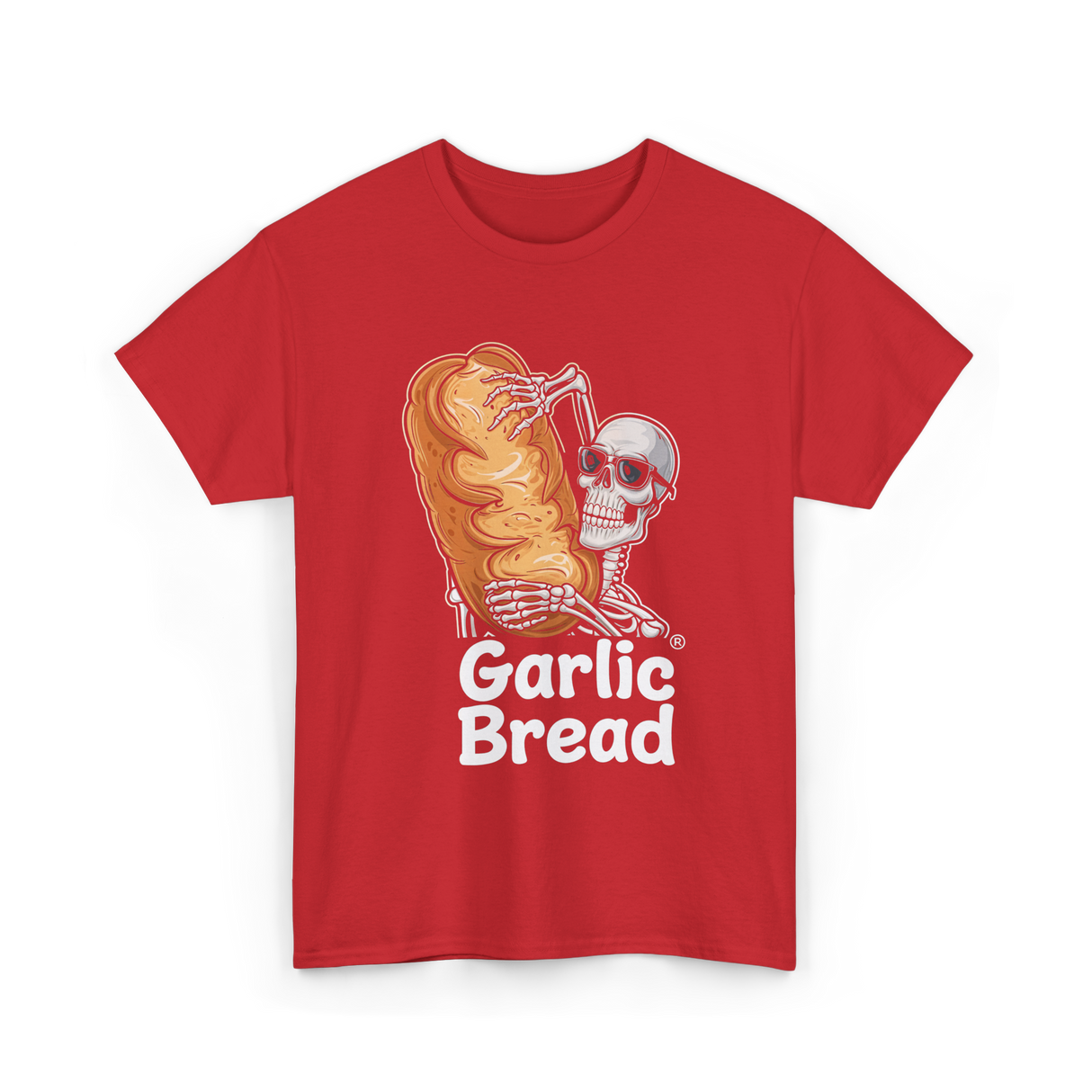 Garlic Bread Skeleton Garlic Bread T-Shirt - Red