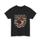 German Shepherd American Flag Dog Patriotic T-Shirt - Black