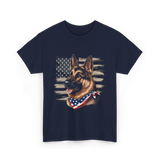 German Shepherd American Flag Dog Patriotic T-Shirt - Navy