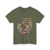 German Shepherd American Flag Dog Patriotic T-Shirt - Military Green