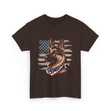 German Shepherd American Flag Dog Patriotic T-Shirt - Dark Chocolate