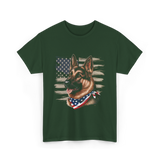 German Shepherd American Flag Dog Patriotic T-Shirt - Forest Green