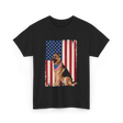 German Shepherd American Flag Dog T-Shirt - Black