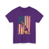 German Shepherd American Flag Dog T-Shirt - Purple