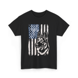 German Shepherd American Flag Patriotism T-Shirt - Black