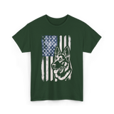 German Shepherd American Flag Patriotism T-Shirt - Forest Green