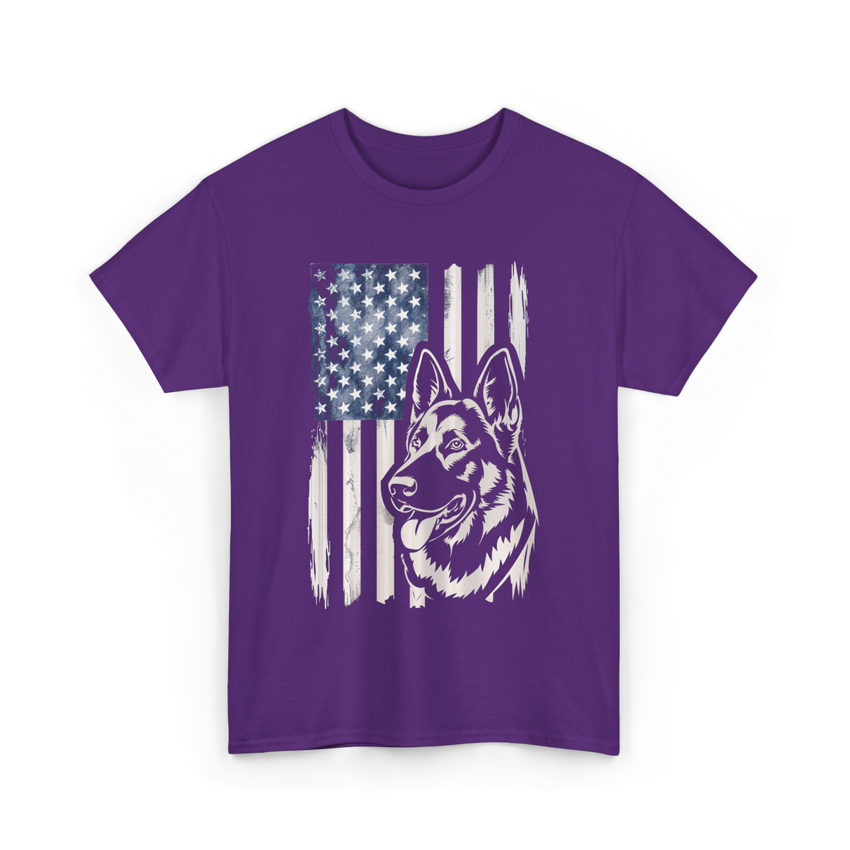 German Shepherd American Flag Patriotism T-Shirt - Purple