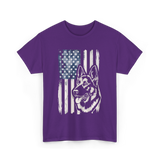 German Shepherd American Flag Patriotism T-Shirt - Purple