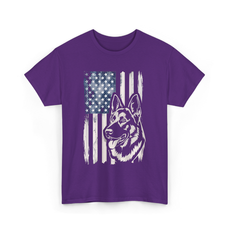 German Shepherd American Flag Patriotism T-Shirt - Purple