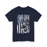 German Shepherd American Flag Patriotism T-Shirt - Navy