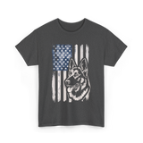German Shepherd American Flag Patriotism T-Shirt - Dark Heather